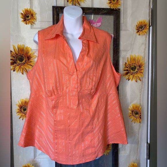 Cato casual solid orange sleeveless button front size 16W - Picture 1 of 4